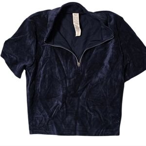 Alo Navy Half-Zip Velvet Top